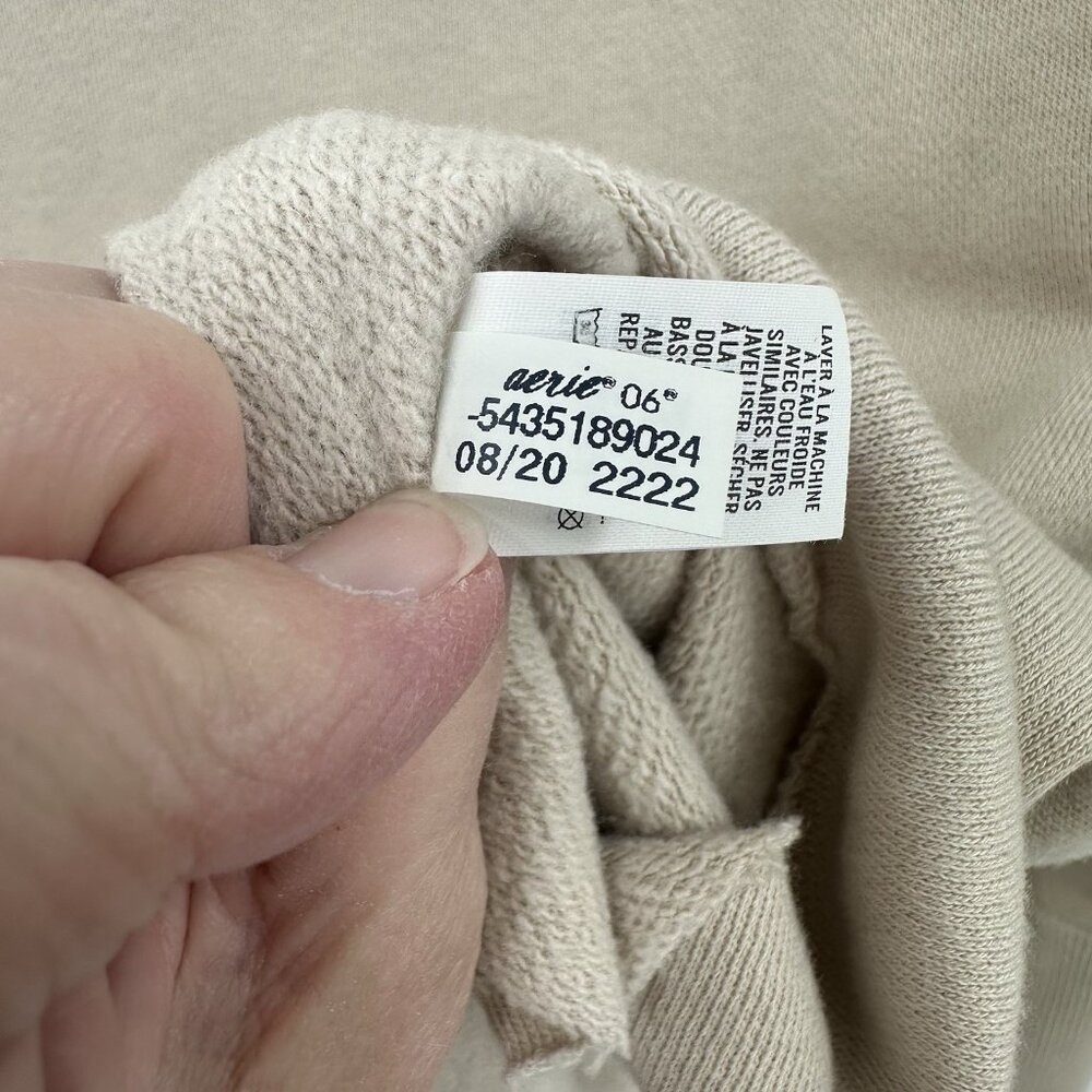 NEW AERIE turtleneck sweater pullover long sleeve sweatshirt beige oversized M - Picture 9 of 9